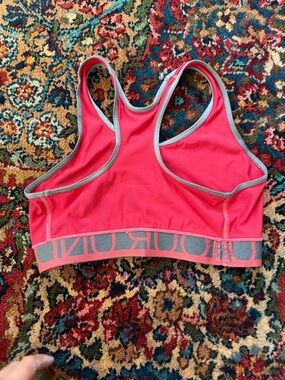 Under Armour Pink and Grey Racerback Sports Bra